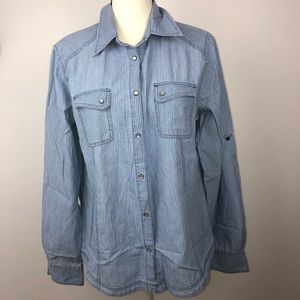 Schmidt Work Wear Button Down Shirt Blue/White Size Large